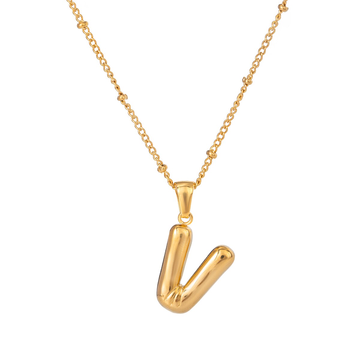 Gold color / 1 Piece Simple Casual Style Letter Shape V Stainless Steel 18K Gold Plated Women's Pendant Necklace Picture10